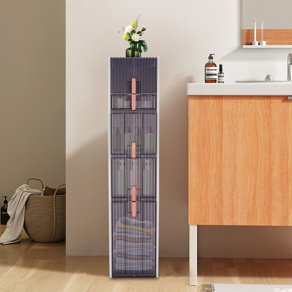 5-Tier Narrow Bathroom Floor Storage Cabinet Toilet Paper Holder