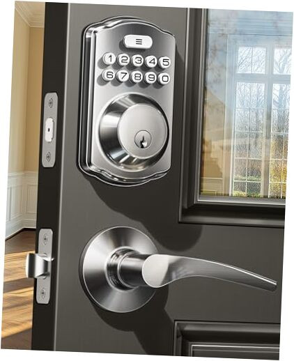 Smart Keyless Entry Door Lock with 2 Lever Handles - Electronic Keypad Deadbolt Security