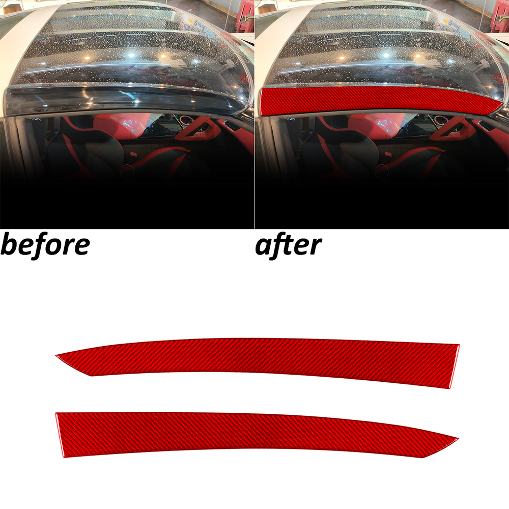 Red Carbon Fiber Car Roof Panel Cover Trim For Chevrolet Corvette C7 2014-2019