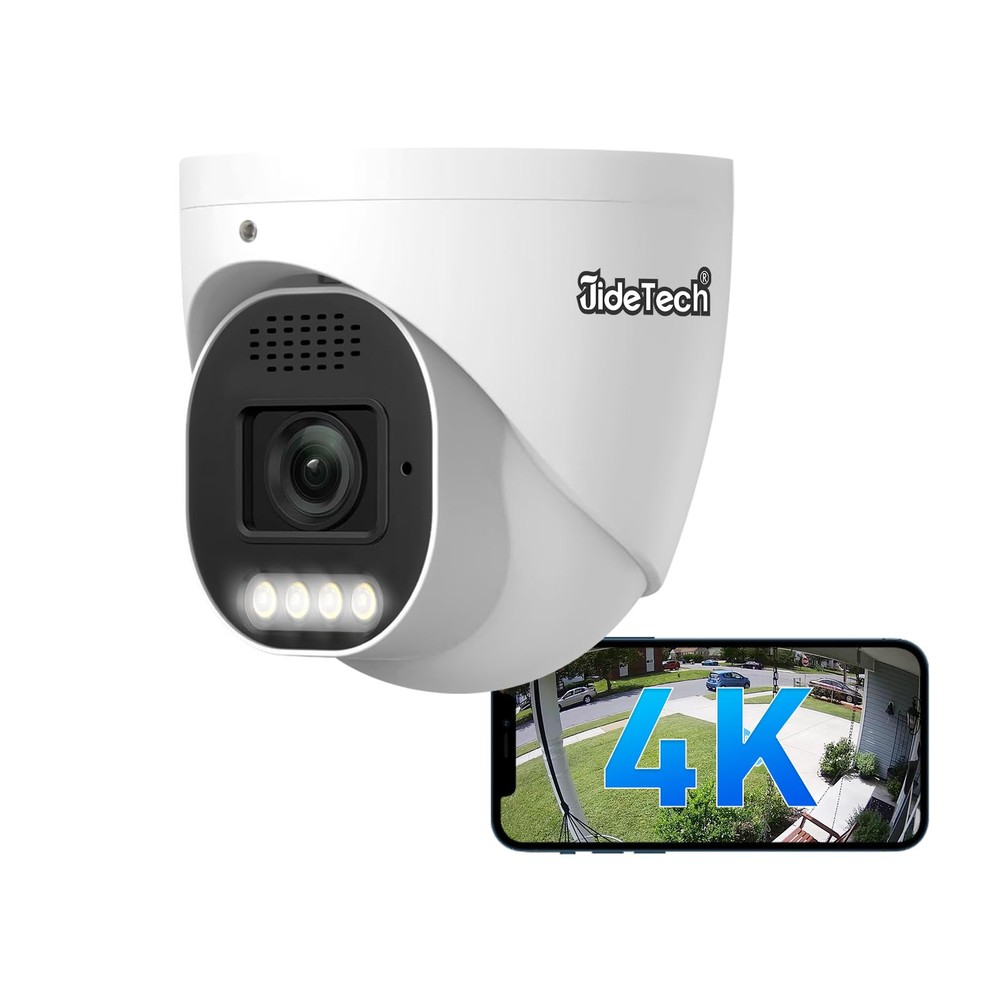 4K 8MP PoE IP Turret Dome Camera Indoor Outdoor with Mic Audio Smart Security