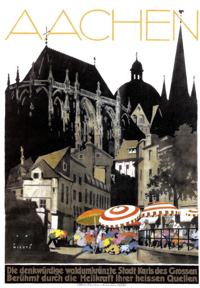 Germany Aachen 1928 German Vintage Travel Poster Print Wall Art