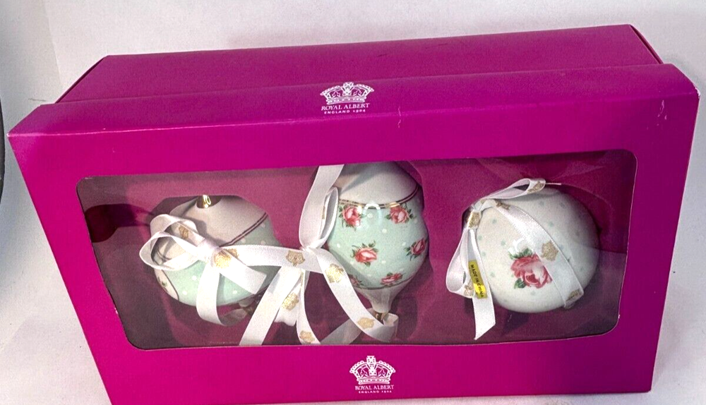 Royal Albert Bone China Christmas Ornaments Set of 3 England Boxed 652383741409