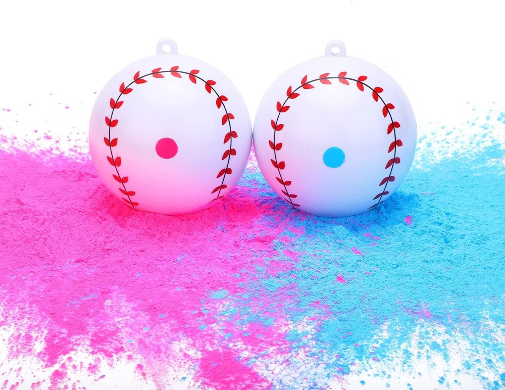 Gender Reveal Exploding Baseball Set 1 Pink & 1 Blue Powder Ball Boy Or Girl