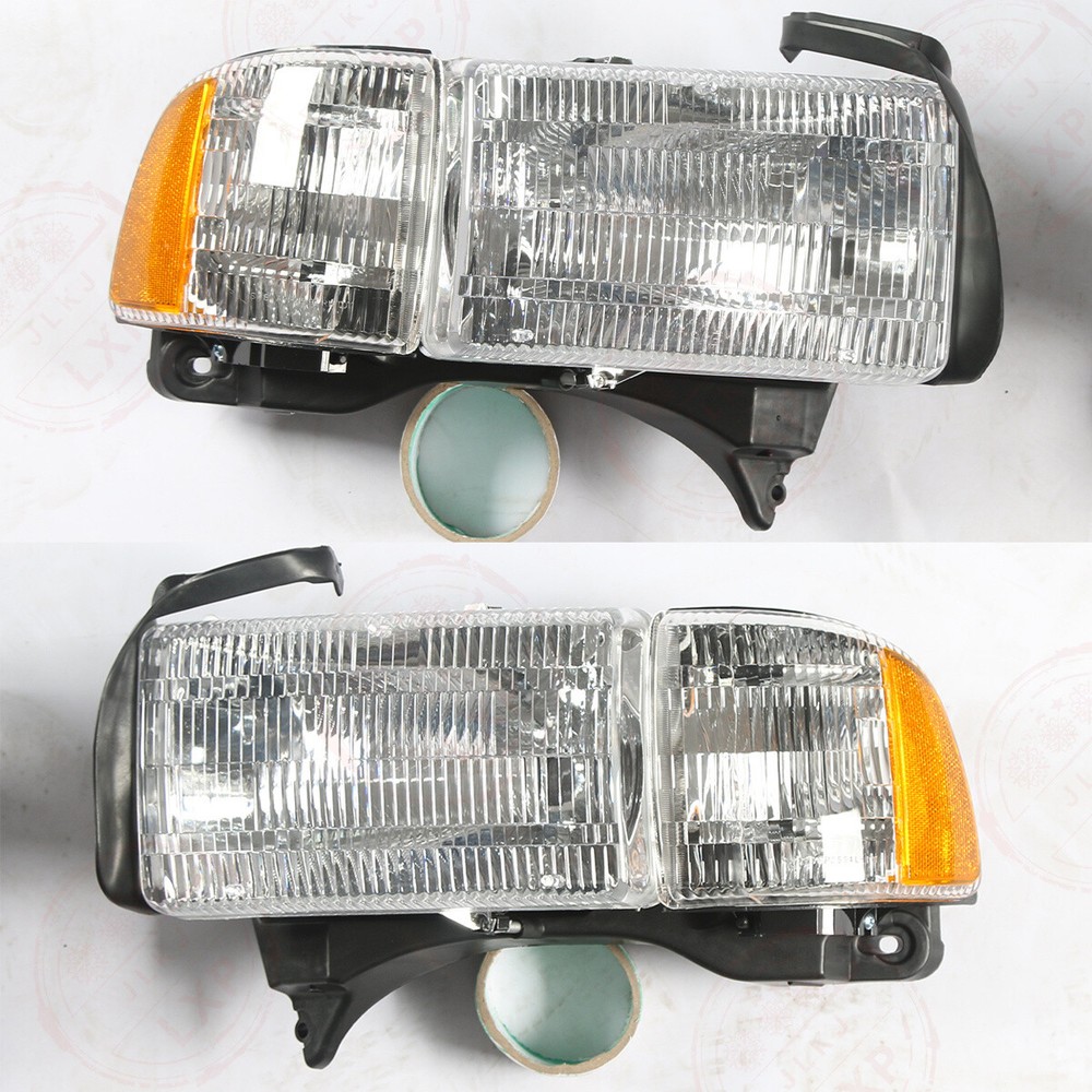 Pair Headlights For 1994-2002 Dodge Ram 1500 25003500 Chrome Housing Headlamps