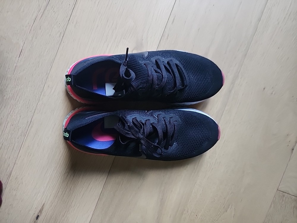 Nike Epic React Flyknit Running Shoes with Red Accents