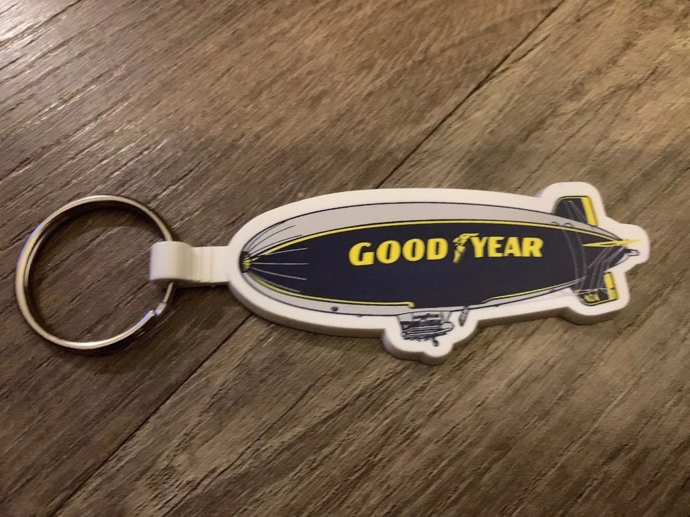 NEW GOODYEAR BLIMP RUBBER KEYCHAIN KEY RING VINTAGE GOOD YEAR-image