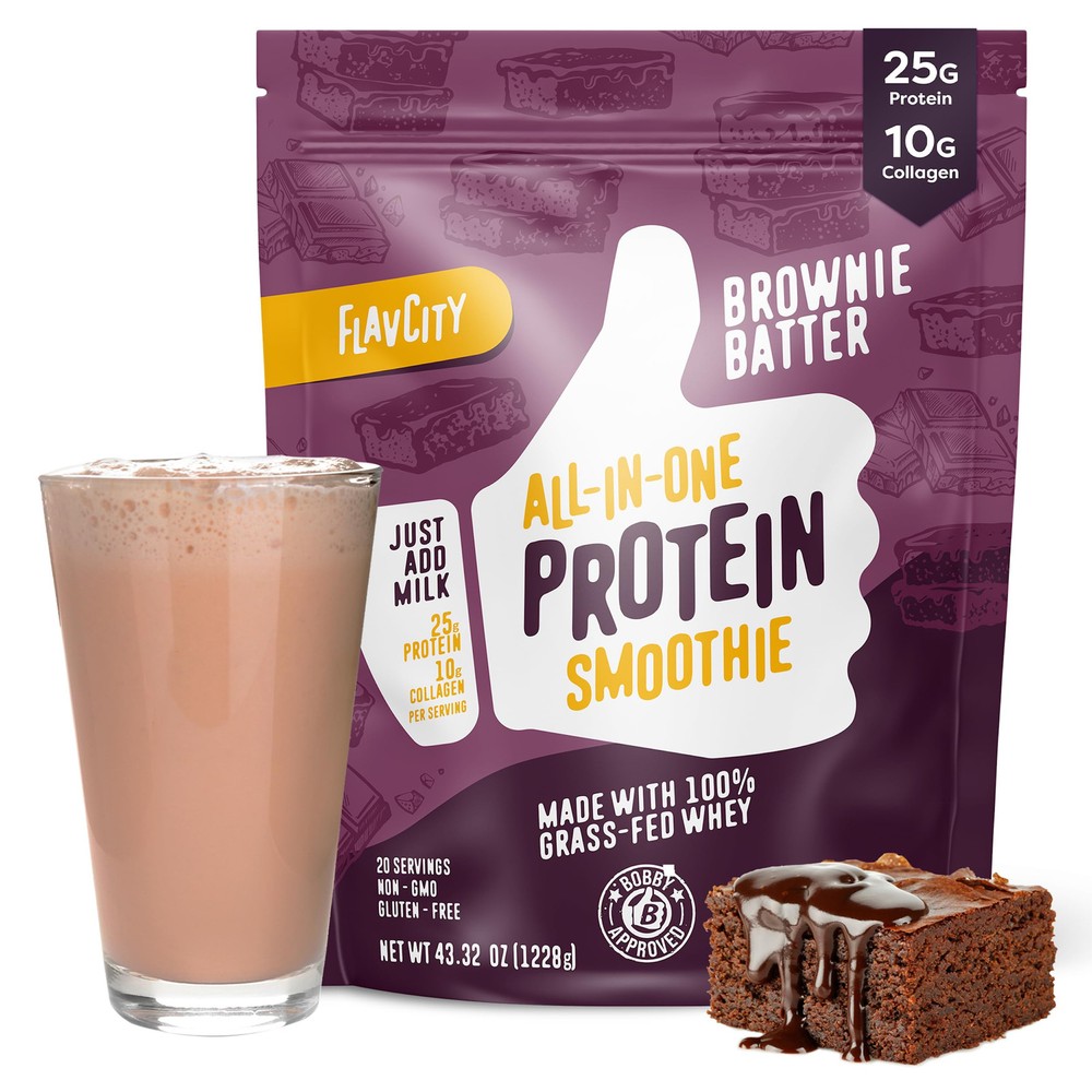 All-in-Protein Smoothie, Brownie Batter - 100% Grass-Fed Whey Protein with 25...