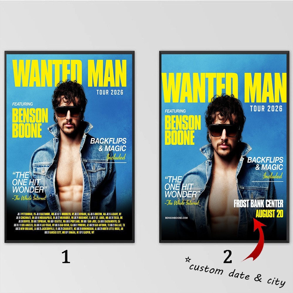 Custom Benson Boone - 2026 'Wanted Man Tour' Poster