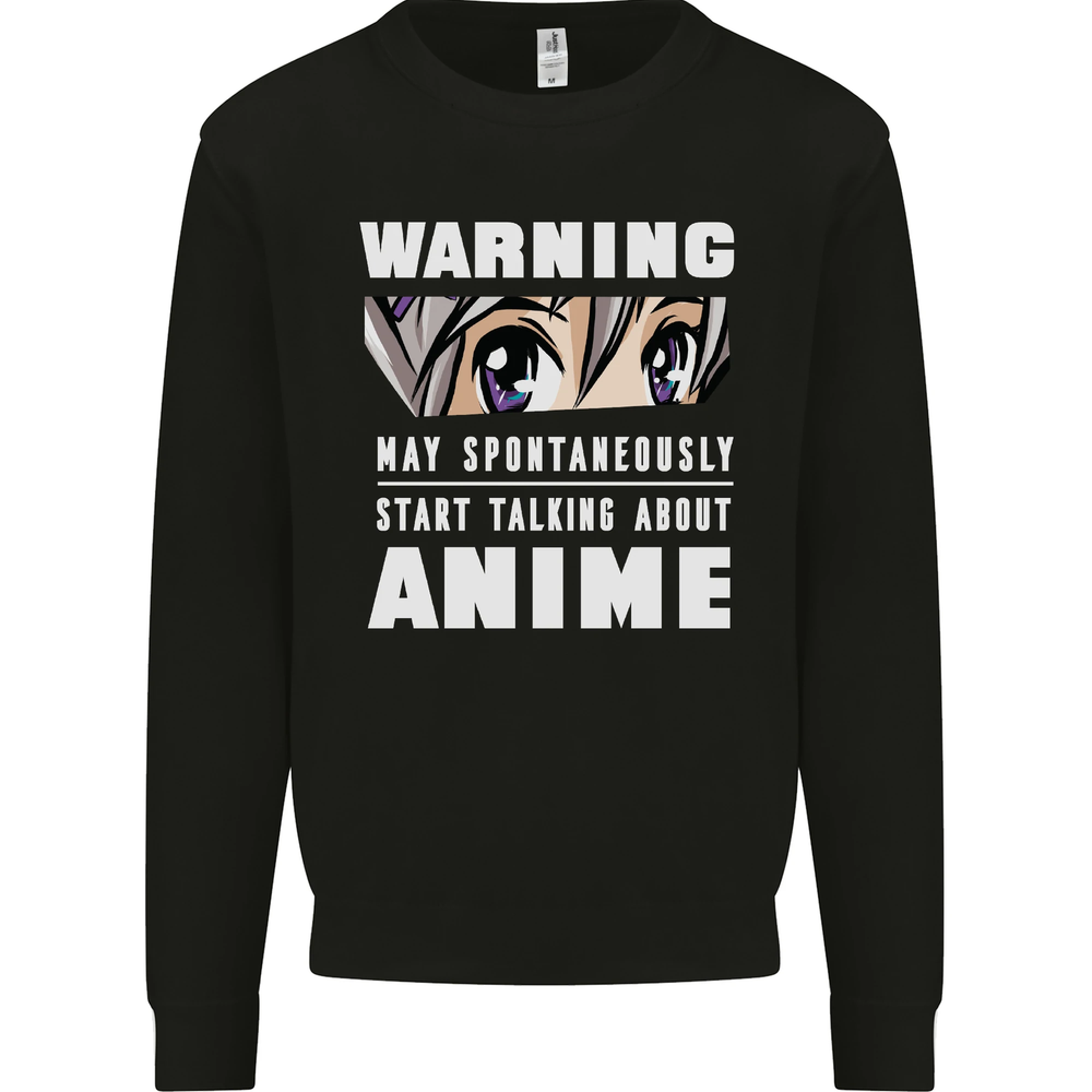 Warning May Start Talking About Anime Funny Mens Sweatshirt Jumper