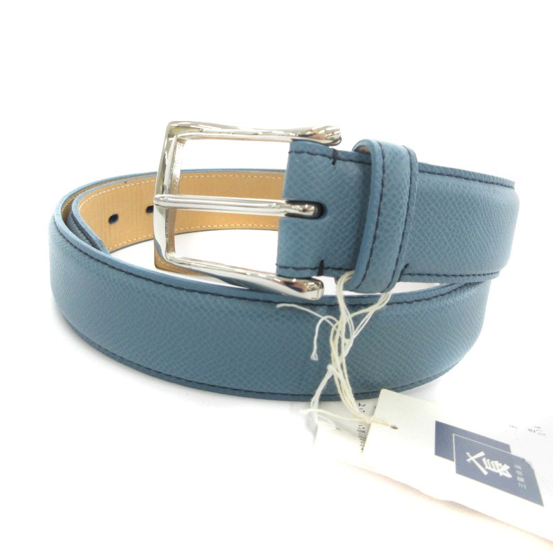 Sanyo Tag Leather Cowhide Belt Light Blue Men’s Ft 1011 85cm