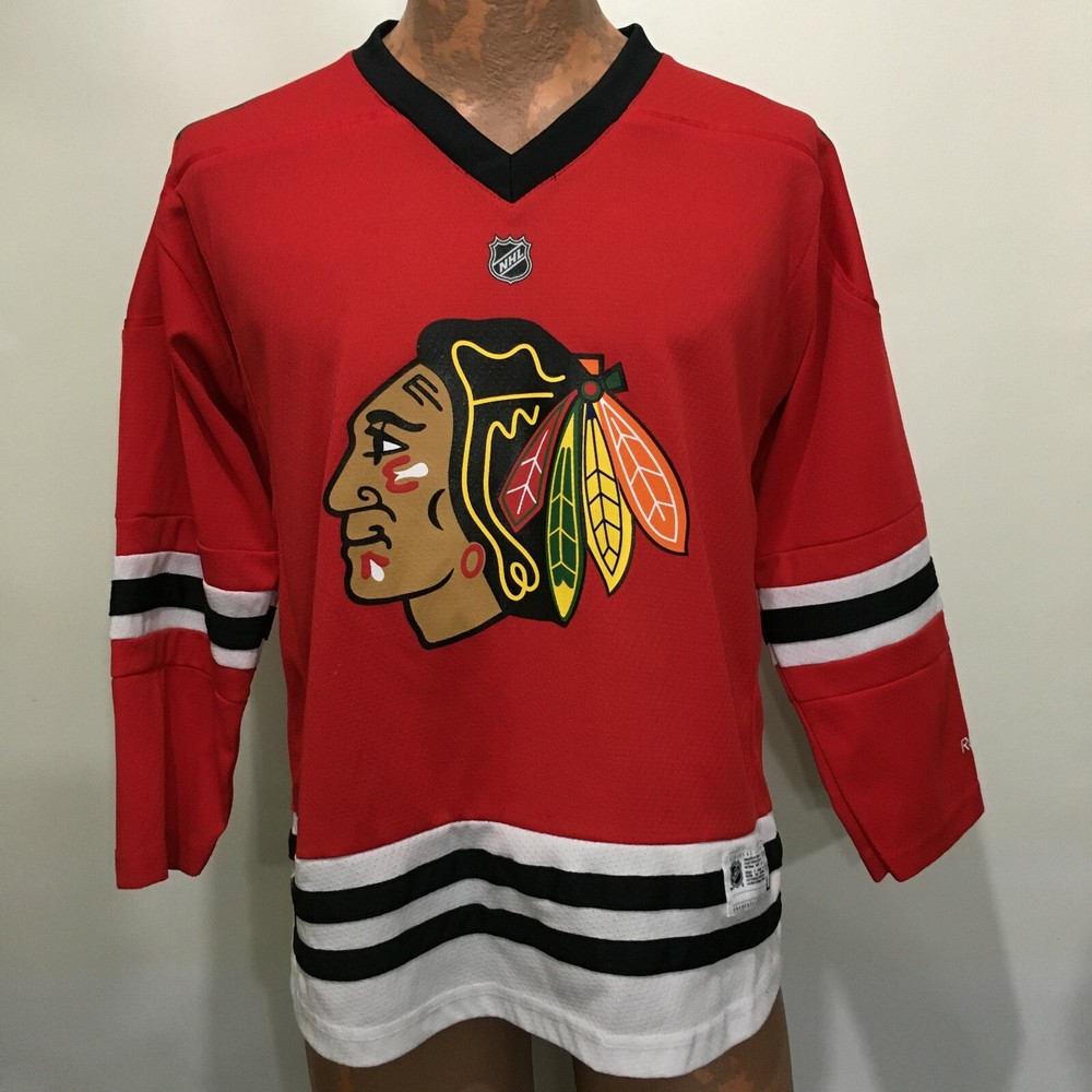 Chicago Blackhawks Youth L/XL Official NHL Reebok Apparel Kids Red Jersey