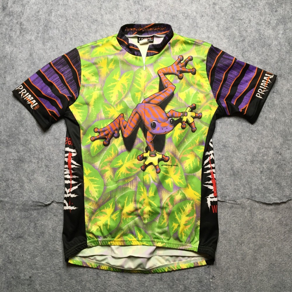 Primal Wear Frog Cycling Jersey Men Large Green Coolmax Stuck On You Made USA 98