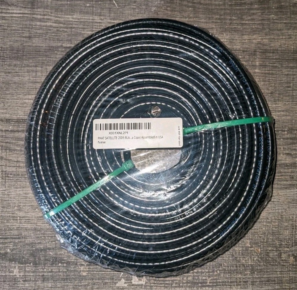 Phat Satellite 200FT Triple Shield RG-6 Coaxial Cable - Black