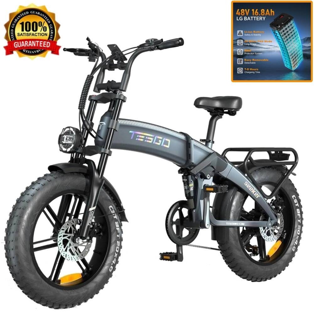 20 Inch Folding Fat Tire Electric Bike 1500W Peak Power Shimano 7-Speed Foldable eBike