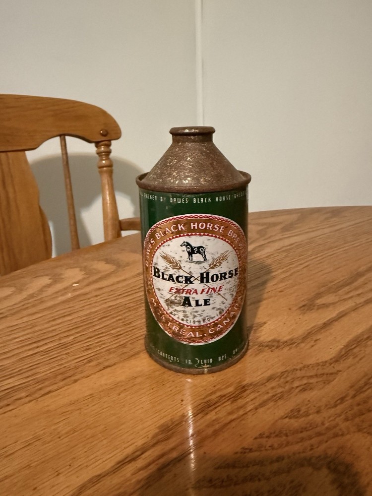 1956 Black Horse Cone Top Dawe’s Brewery Montreal Canada SUPER RARE