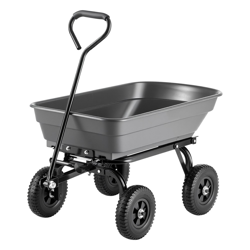 Uimoso 600lbs Garden Dump Cart with 90°Quick-Dump Mechanism and Durable Poly Bed