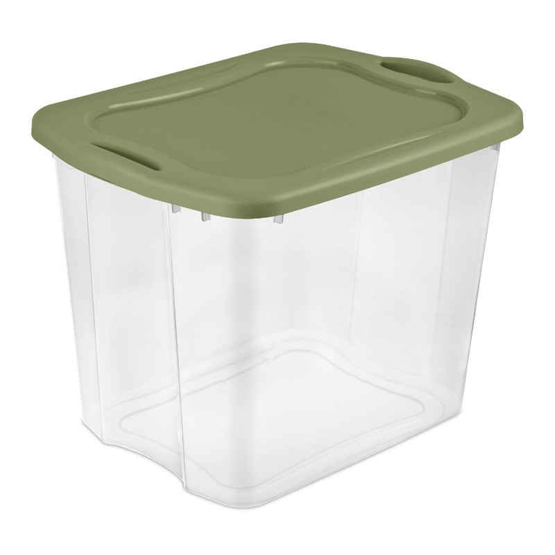 95 Quart Clear Storage Bin with Full Grip Handles, Green