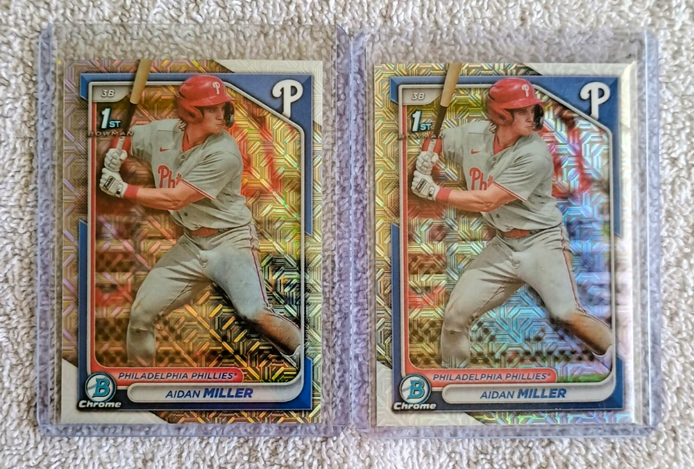 2 AIDAN MILLER 2024 BOWMAN CHROME MEGA MOJO REFRACTOR RC LOT # BCP27 PHILLIES