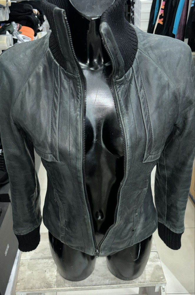 Women's Green Bottle Genuine Leather Jacket Size S/M LLD228