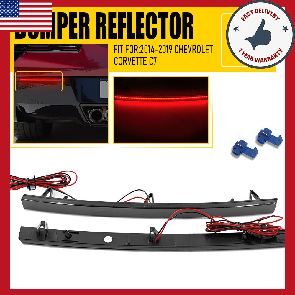 Smoke LED Bumper Tail Light Reflector Lamp Pair for Corvette C7 2014-2019 Chevrolet