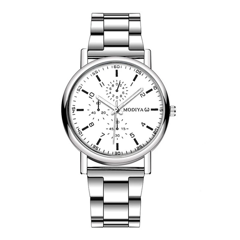 Luxury Men's Watch Silver StainlessSteel Band Minimalist Quartz AnalogDress Gift