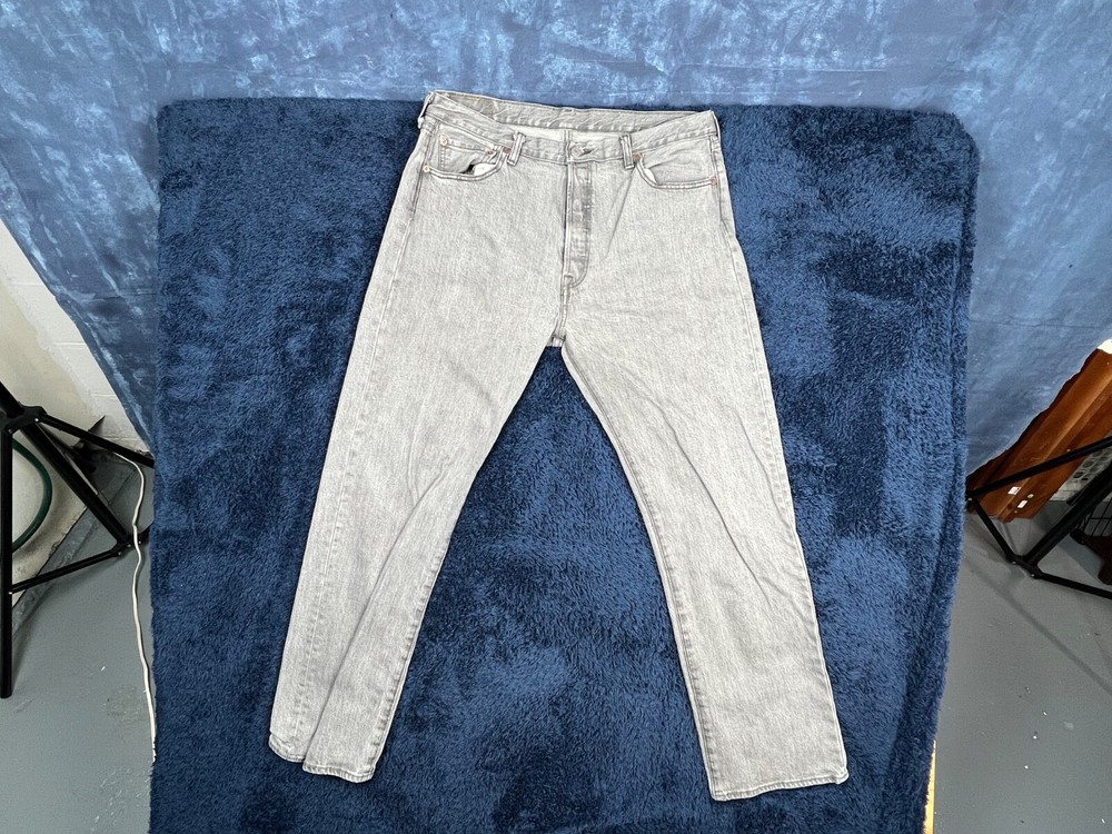 Levis 501 Mens Jeans 36x32 Gray Button Fly Straight Leg