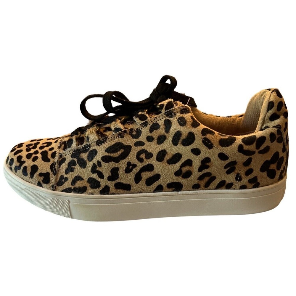 Women's Size 8 Leather Animal Print Relay Sneakers Comfort Lace Up Coconut Shoes