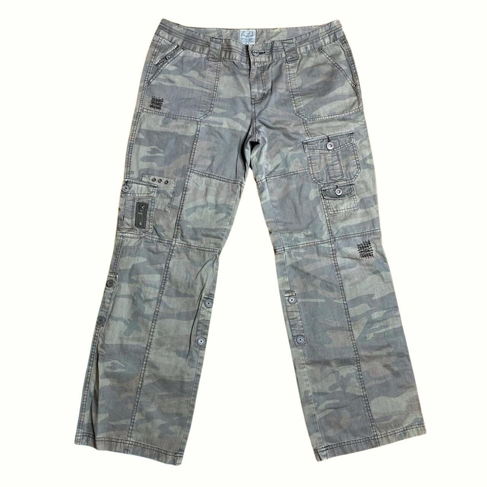 Y2K Aeropostale Womens Size 13/14R Large Green Camo Cargo Pants Vintage