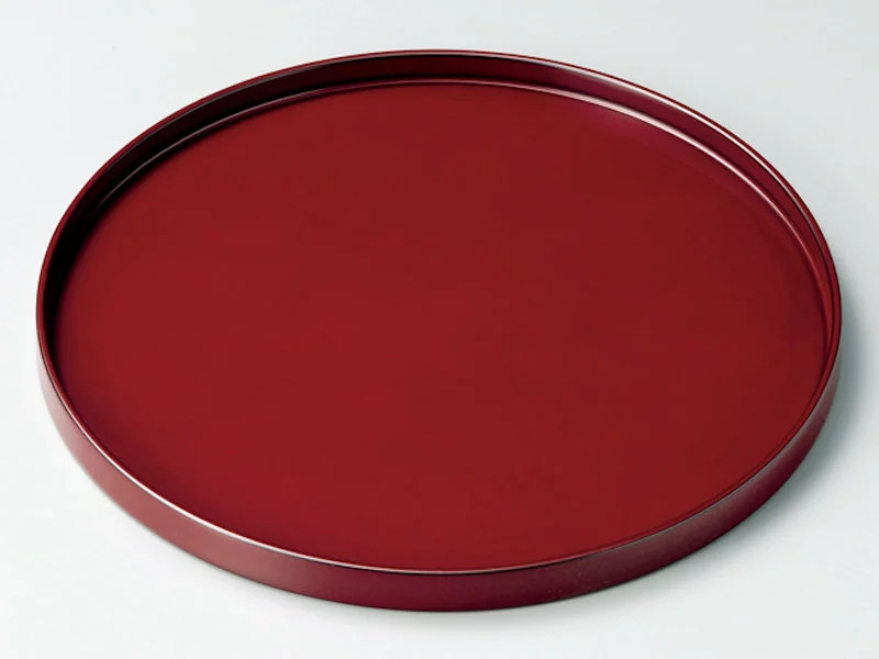 Echizen Lacquerware Wooden Round Tray Stylish Tea Tray Sweets Tray Made in Japan
