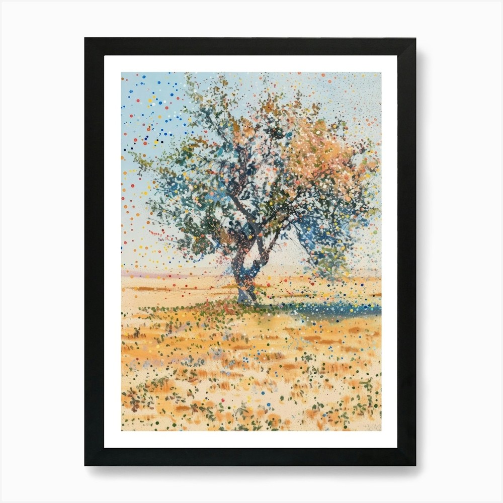 Framed Tree in Field Art Print Canvas Wall Decor