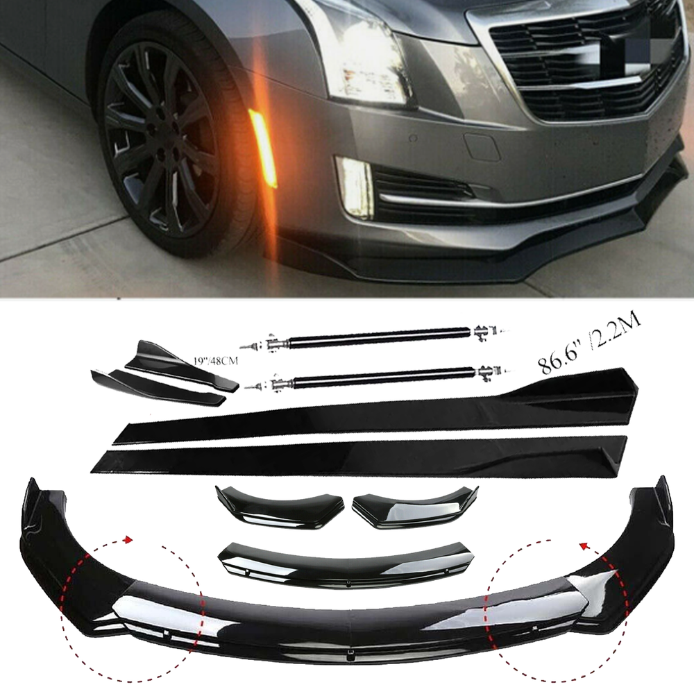 Cadillac ATS CTS Front Bumper Lip Spoiler Splitter with Side Skirt Body Kit