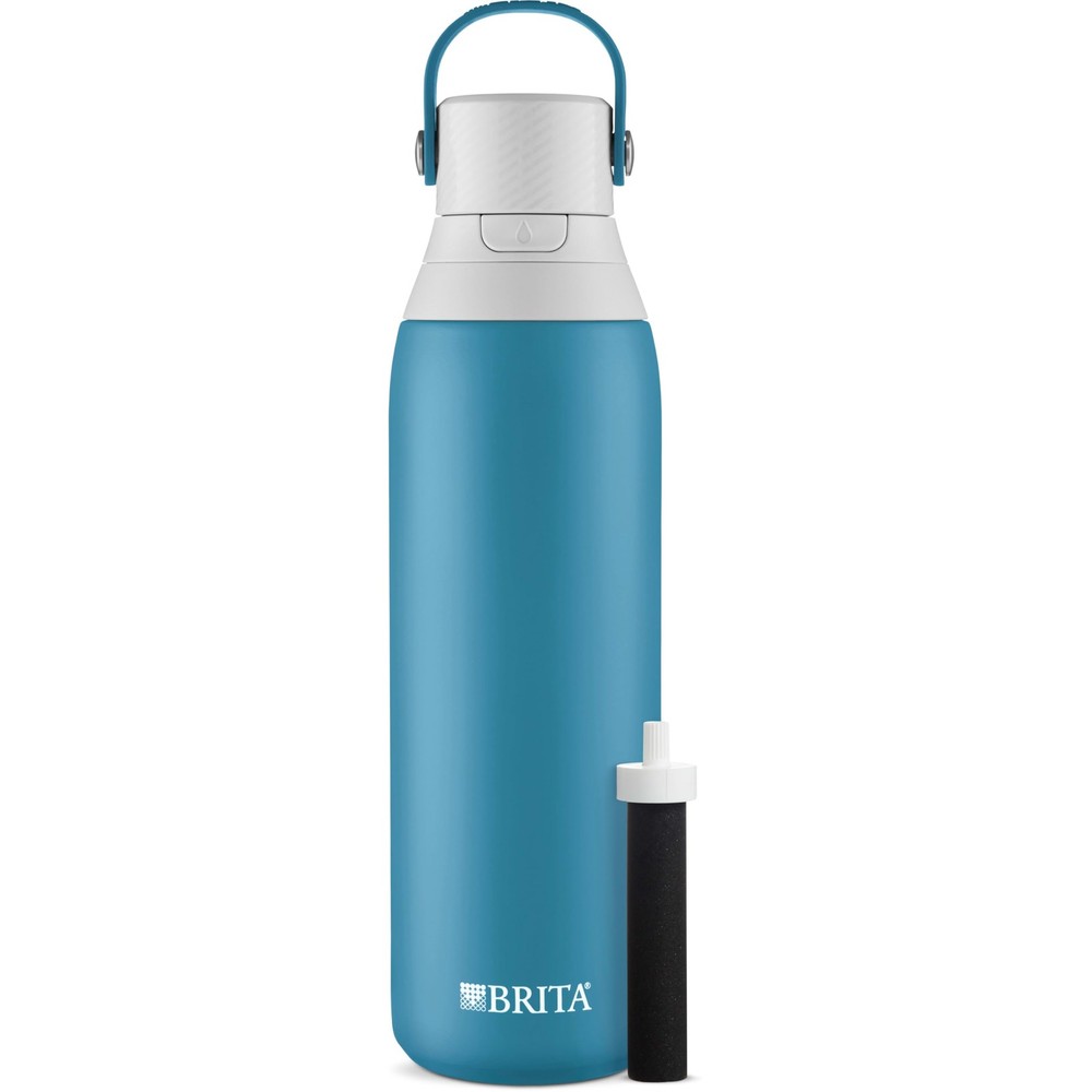 Brita Blue Jay Insulated Filtered Water Bottle 20 oz – Stainless Steel, Straw-To