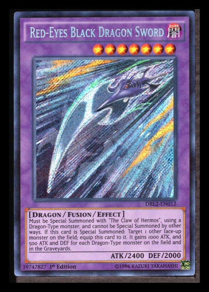 Red-Eyes Black Dragon Sword 1st Edition Secret Rare NM DRL2-EN012