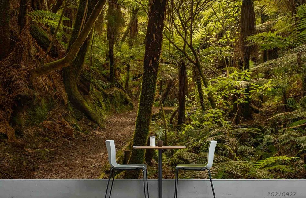 3D Green Forest Road Nature Scenery Wall Murals Wallpaper Murals Wall Sticker 76