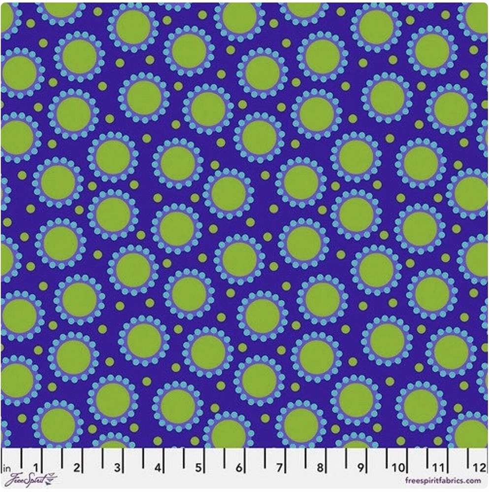Free Spirit Jane Sassaman A New Leaf Delirious Dots Blue Quilting Fabric by Yd