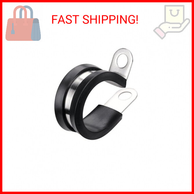LOKMAN 20-Pack 3/8 Inch Stainless Steel Cable Clamps with Rubber Cushion Insulation