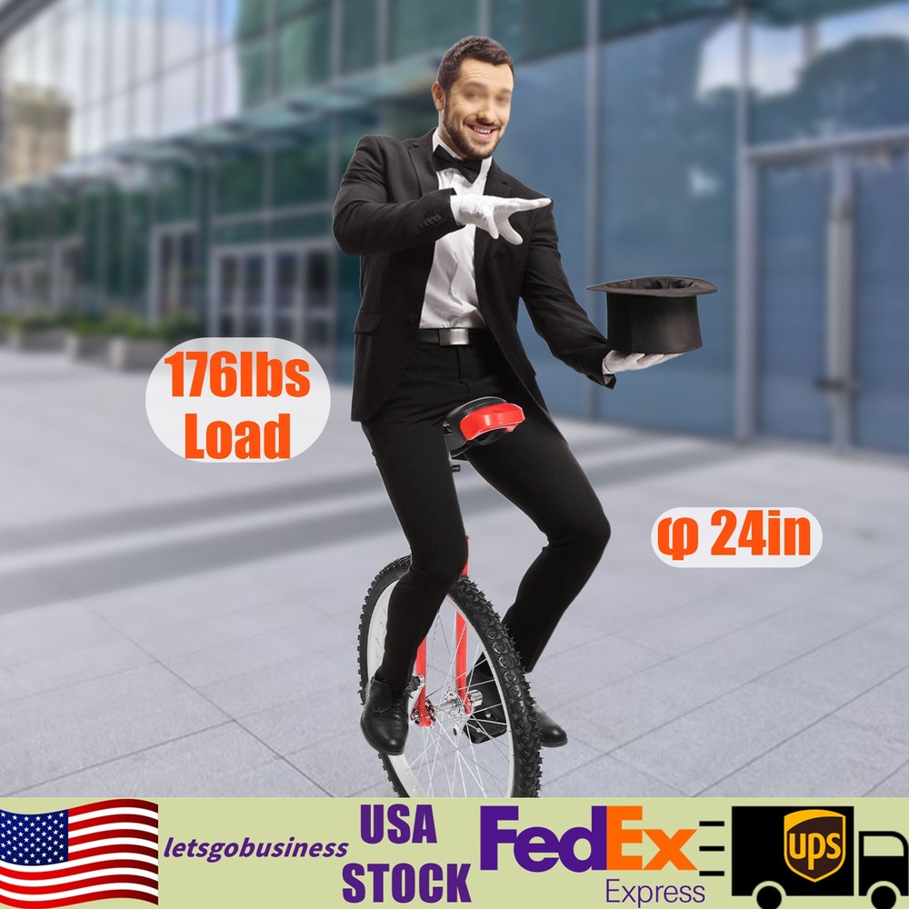24 in Unicycle With Thickened Steel Pipe Adjustable Seat Sports Wheel Unicycle