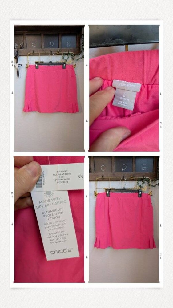 NWT Chico's Zenergy Carmine Rose Side Pleat Skort SZ 3 XL