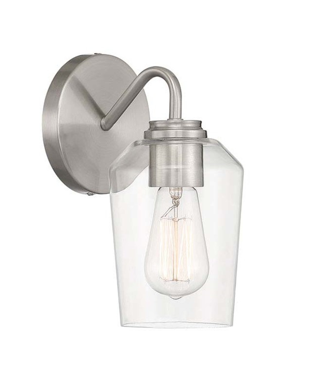 Craftmade Shayna 11-Inch Nickel Bathroom Wall Sconce Light Fixture