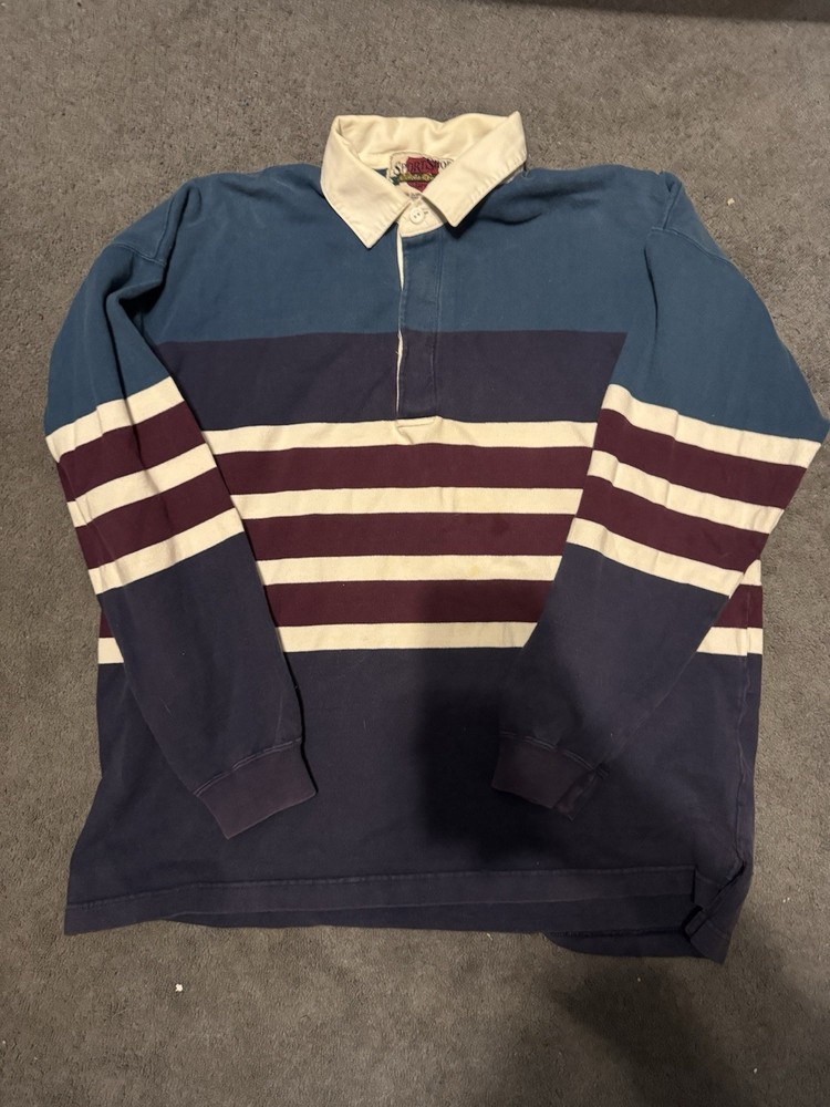 Vintage Eddie Bauer Sport Shop Rugby Shirt XL Striped Long Sleeve 90s USA
