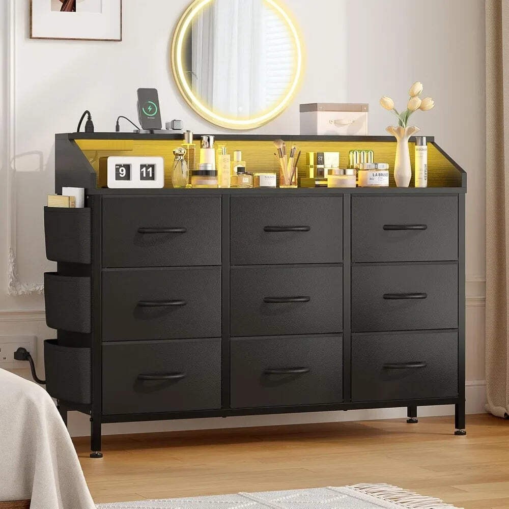 Modern 9-Drawer Dresser for Bedroom & Living Room Storage Organizer