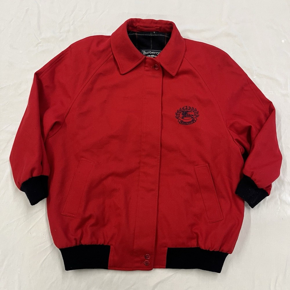 Vintage Burberry Wool Jacket Red Zip Up Best fits Women’s M *Read Description*