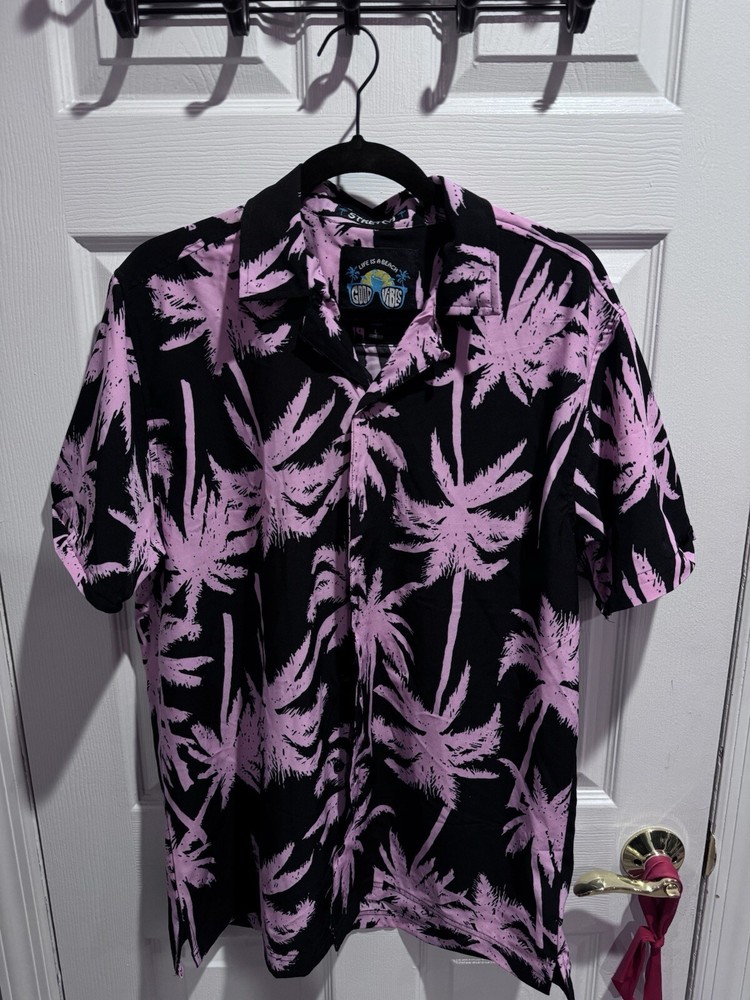 Pink And Black Palm Tree Shirt Men’s Size L