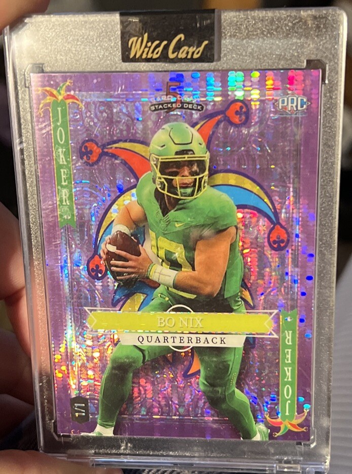 Bo Nix 1/1 Purple Pulsar Joker Wild Card HOLO LUX