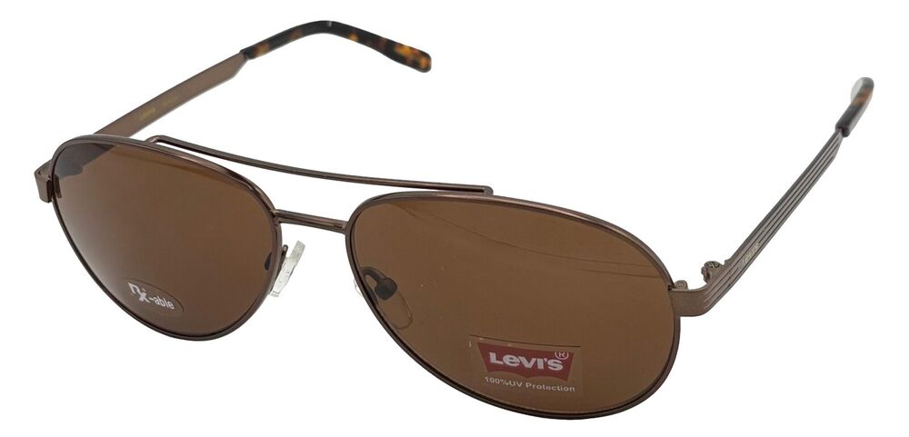 Levi Men Mens RXable Brown metal Aviator Sunglass, Gradient Lens LS813. 1