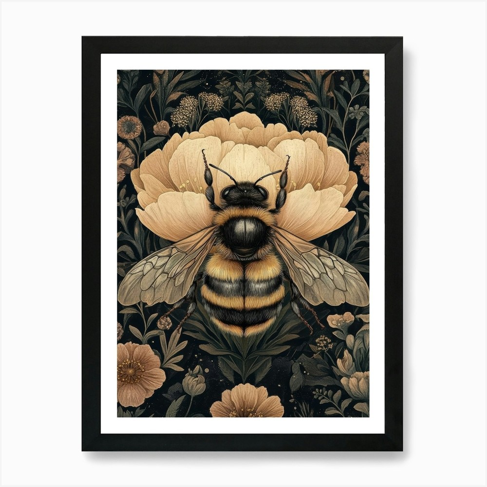 Bee On A Flower 3 Art Print Framed Wall Art Poster Canvas Print Picture
