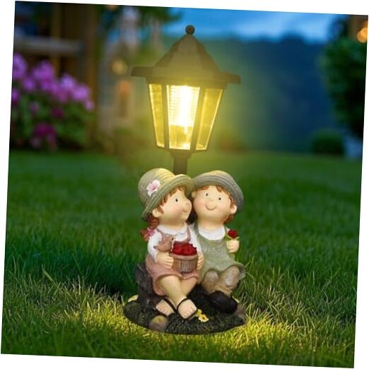 Solar-Powered Kids Garden Statue with LED Lights for Outdoor Decor