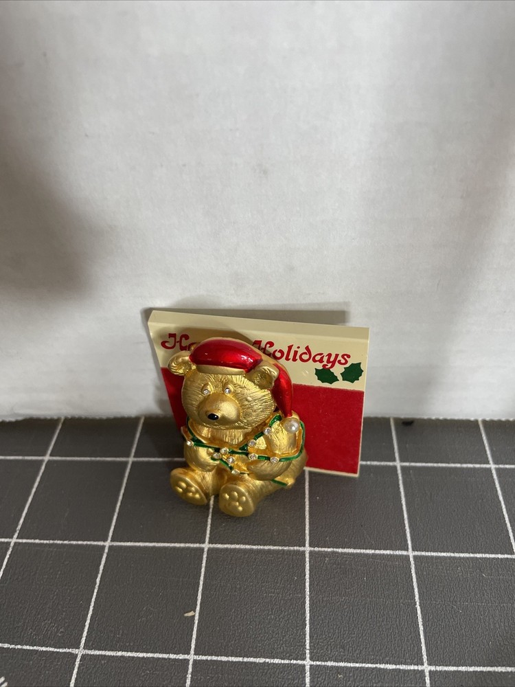 CHRISTMAS Santa Gold Color Bear Pin 2