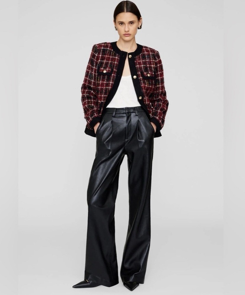 NWT Anine Bing Carmen Recycled Leather Pant in Black SZ 0 / 30