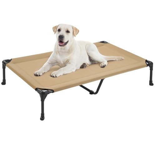 Elevated Cooling Dog Bed Durable Raised 47x29x9 Brown Pet Cot